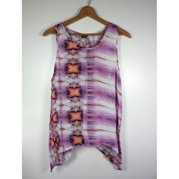 Burrale Tank Top Women's Size XL Tie Dye Shark Bite Hippie Boho Festival Flowy - Picture 1 of 7